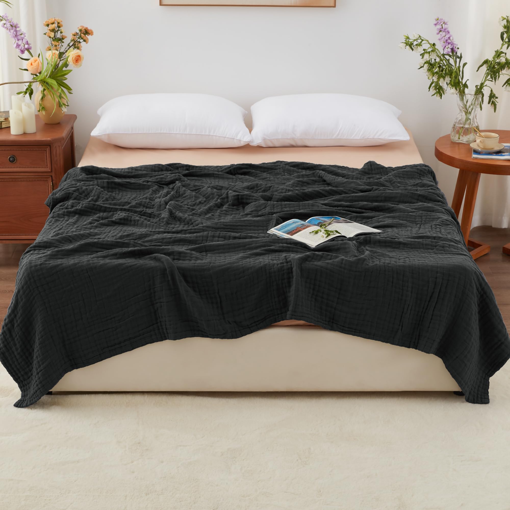 Love's cabin muslin blanket breathable weave for everyday coziness.