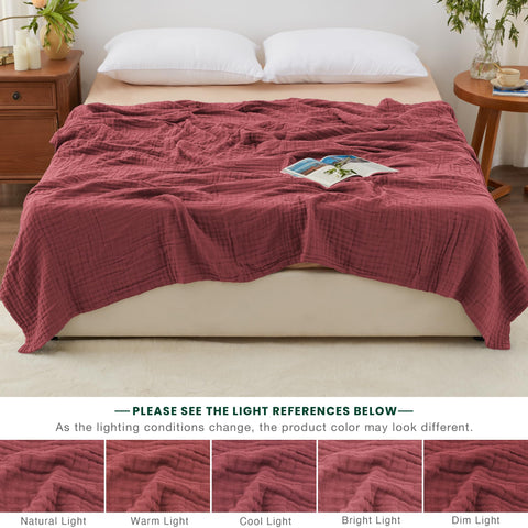Love's Cabin muslin blanket color options suit any décor.