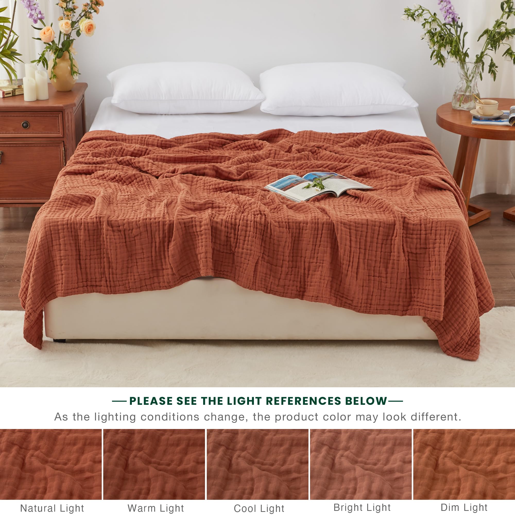 Love's cabin muslin blanket easy-care machine washable and durable.