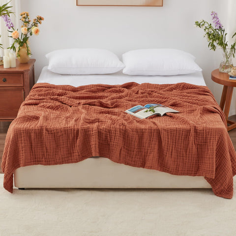 Love's cabin muslin blanket king-size 108x90 inches for a roomy bed.