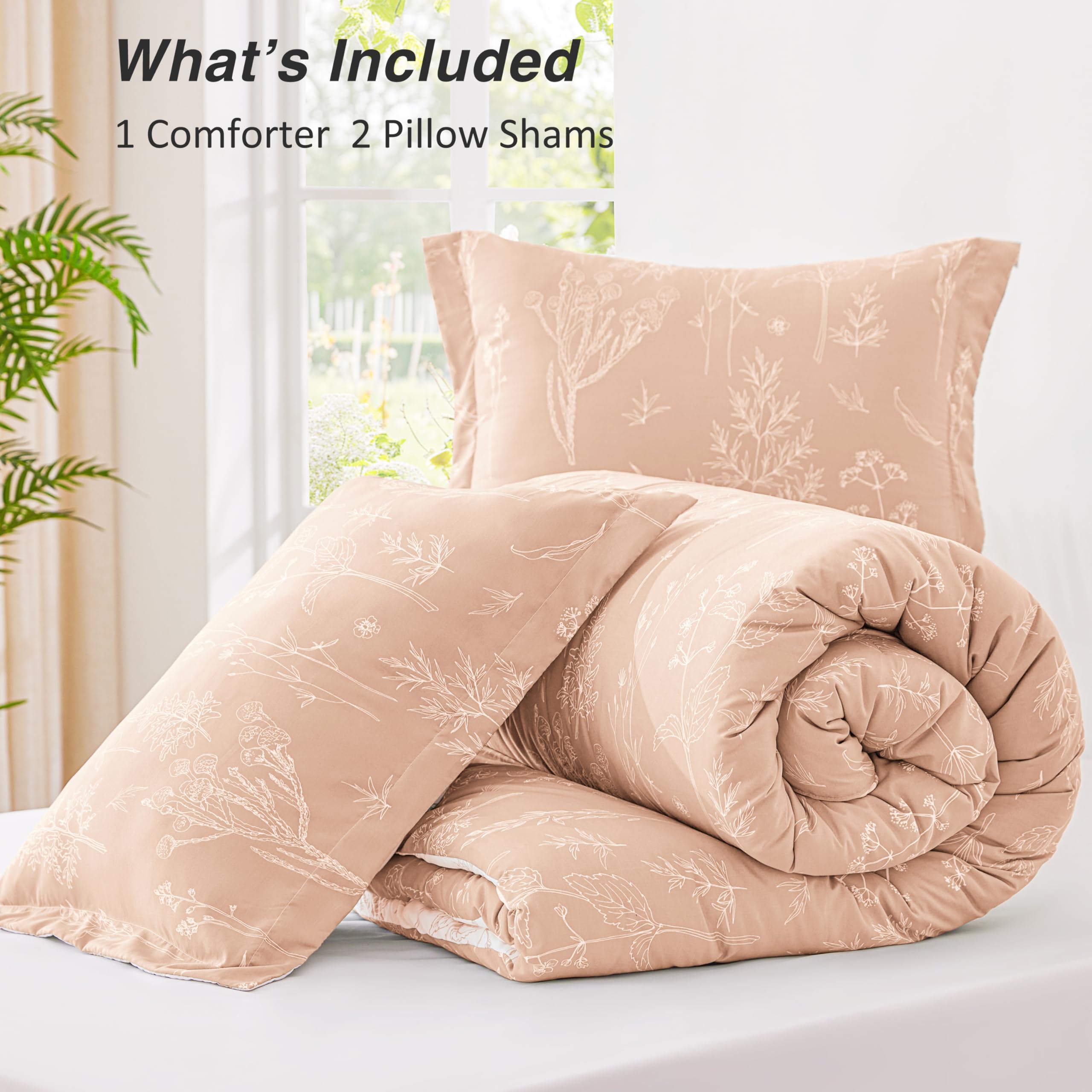 Love's cabin pink floral design with two pillow shams for coordinated bedding.