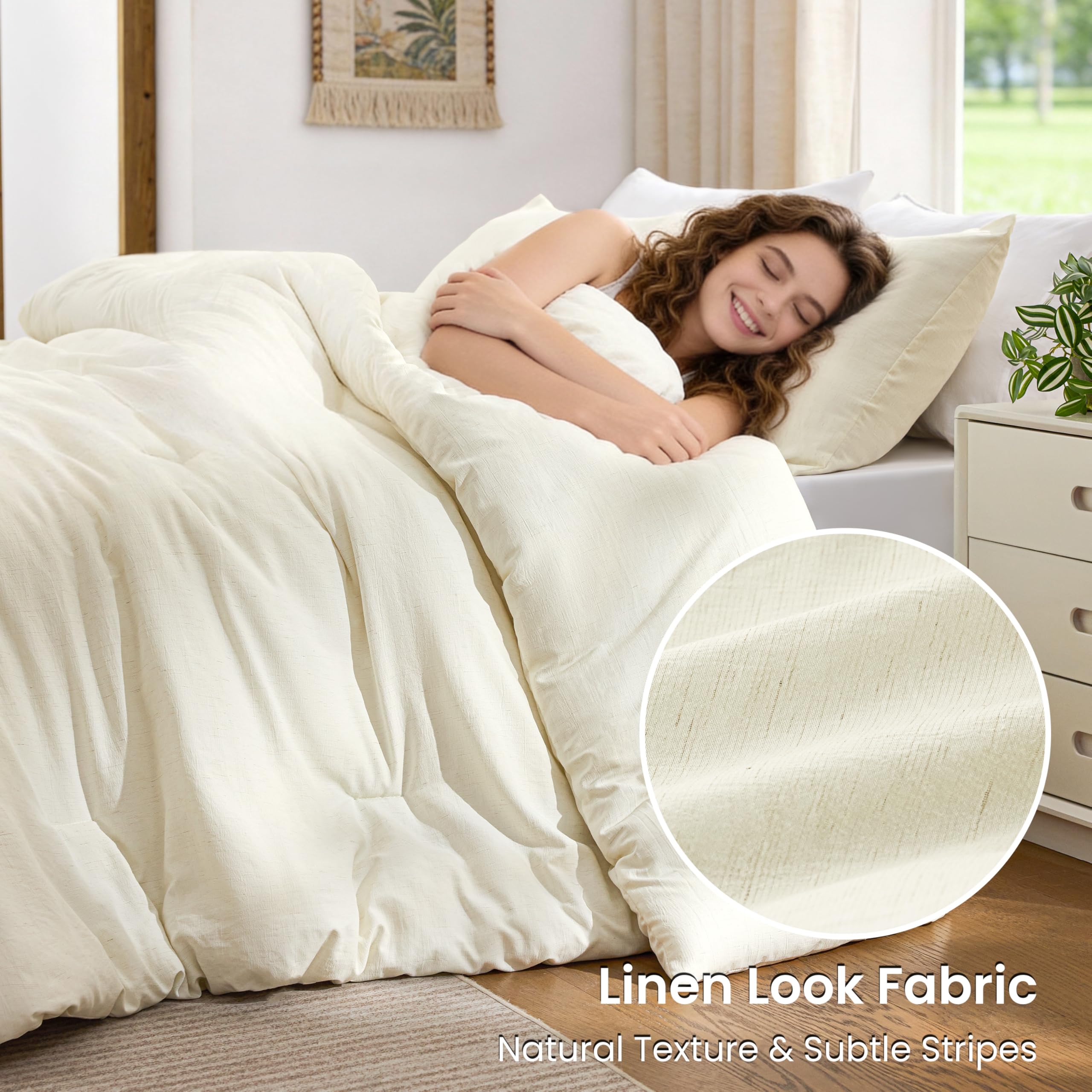 Love's cabin queen comforter set beige with two pillow shams enhances bedroom style