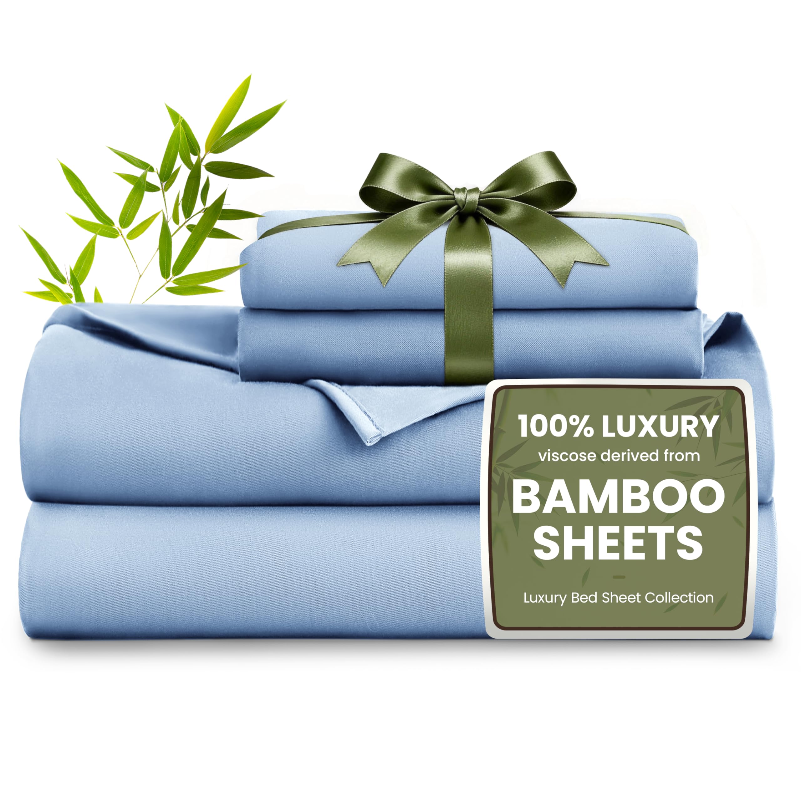 Love's cabin queen sheet set front view shows silky-soft bamboo rayon for cooling sleep.