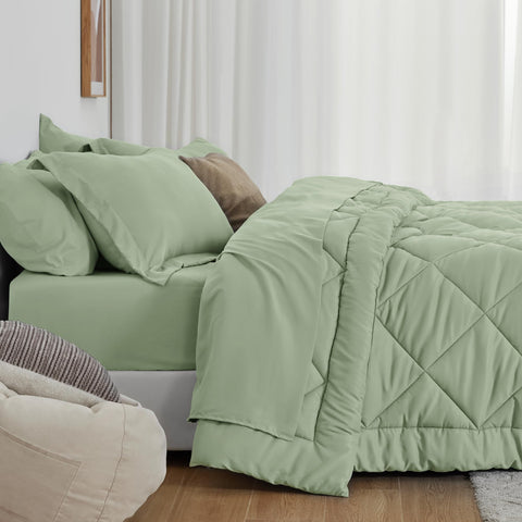 Love's cabin sage fitted sheet with elastic edge for secure mattress fit