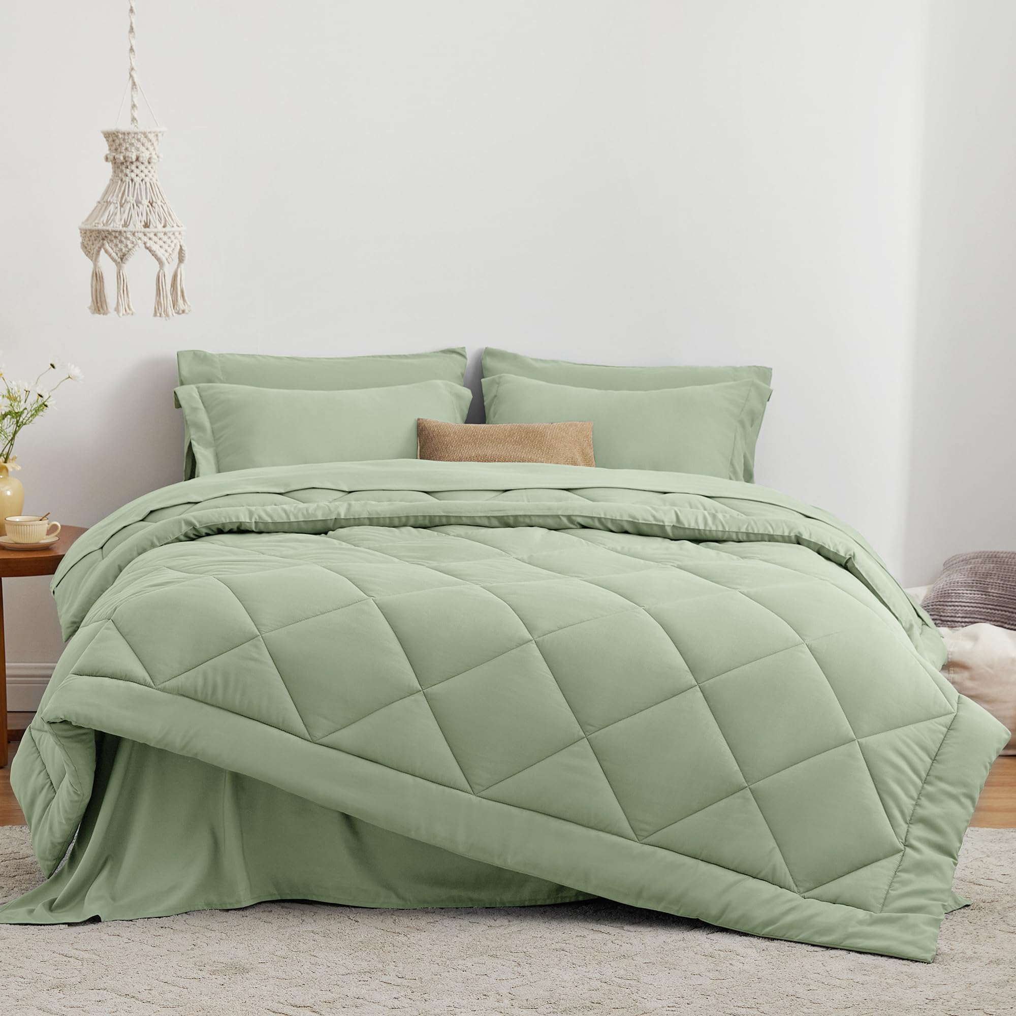 Love's cabin sage flat sheet close-up highlighting breathable all-season comfort
