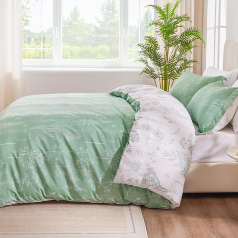 Love's Cabin Sage Green Comforter Set Queen easy care and machine washable.