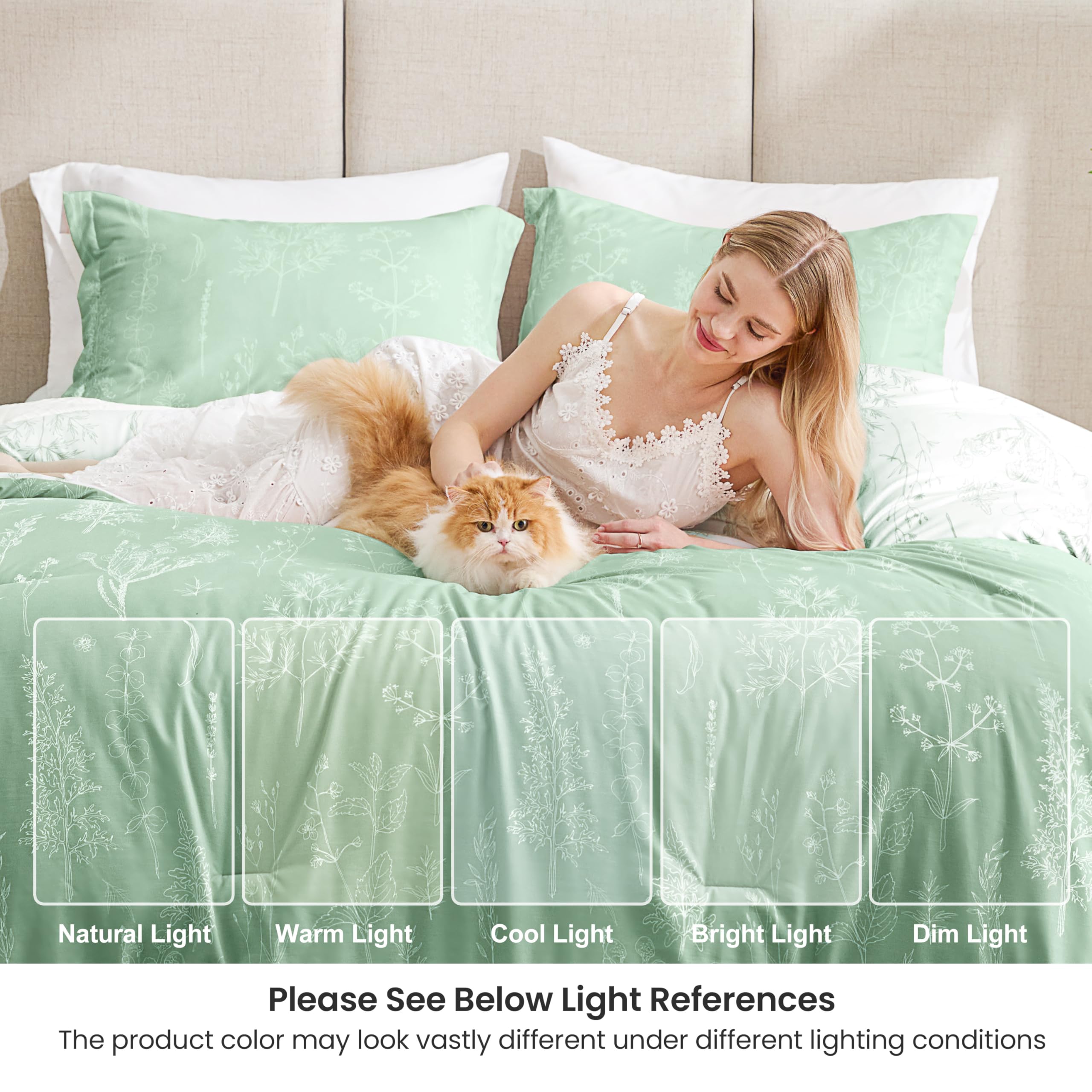 Love's Cabin Sage Green Comforter Set Queen includes two pillow shams for a complete look.