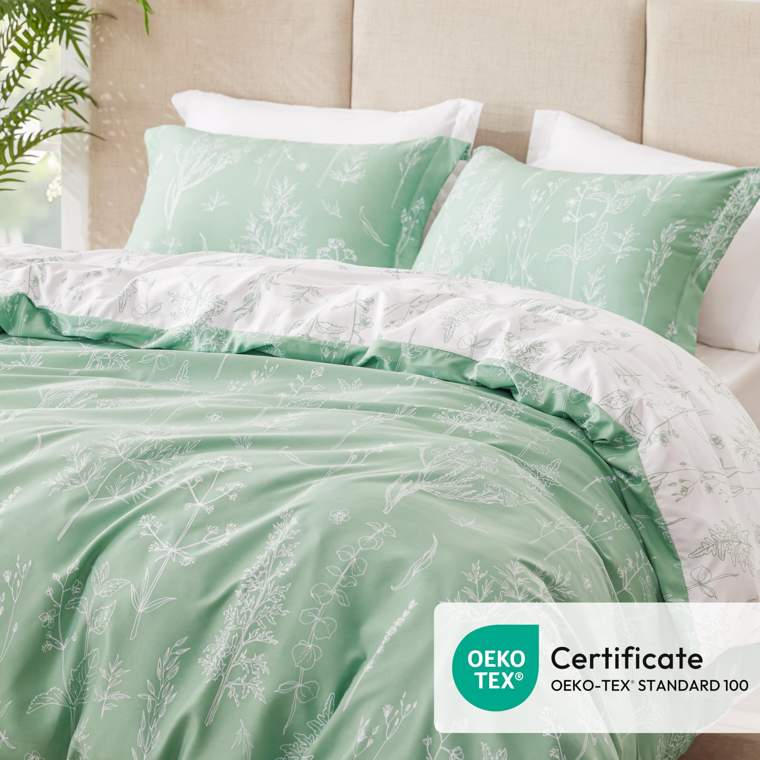 Love's Cabin Sage Green Comforter Set Queen OEKO-TEX certified for safe materials.