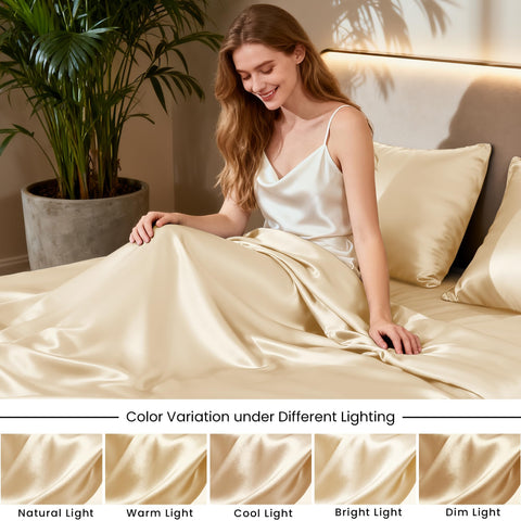 Love's cabin satin deep-pocket illustration highlights compatibility with up to 14 inches.