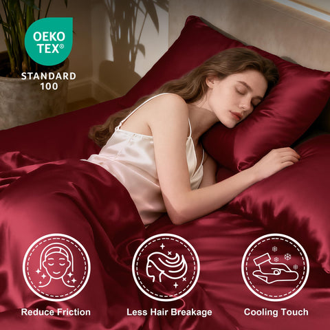 Love's cabin satin queen pillowcase 1 reduces hair breakage and tangling overnight.