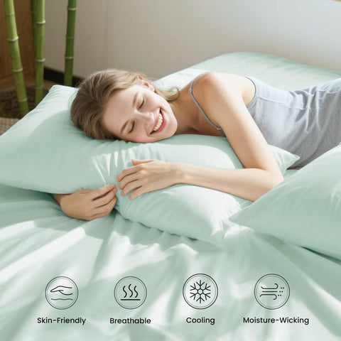 Love's cabin Sea Glass bedding promotes breathability for cooler nights