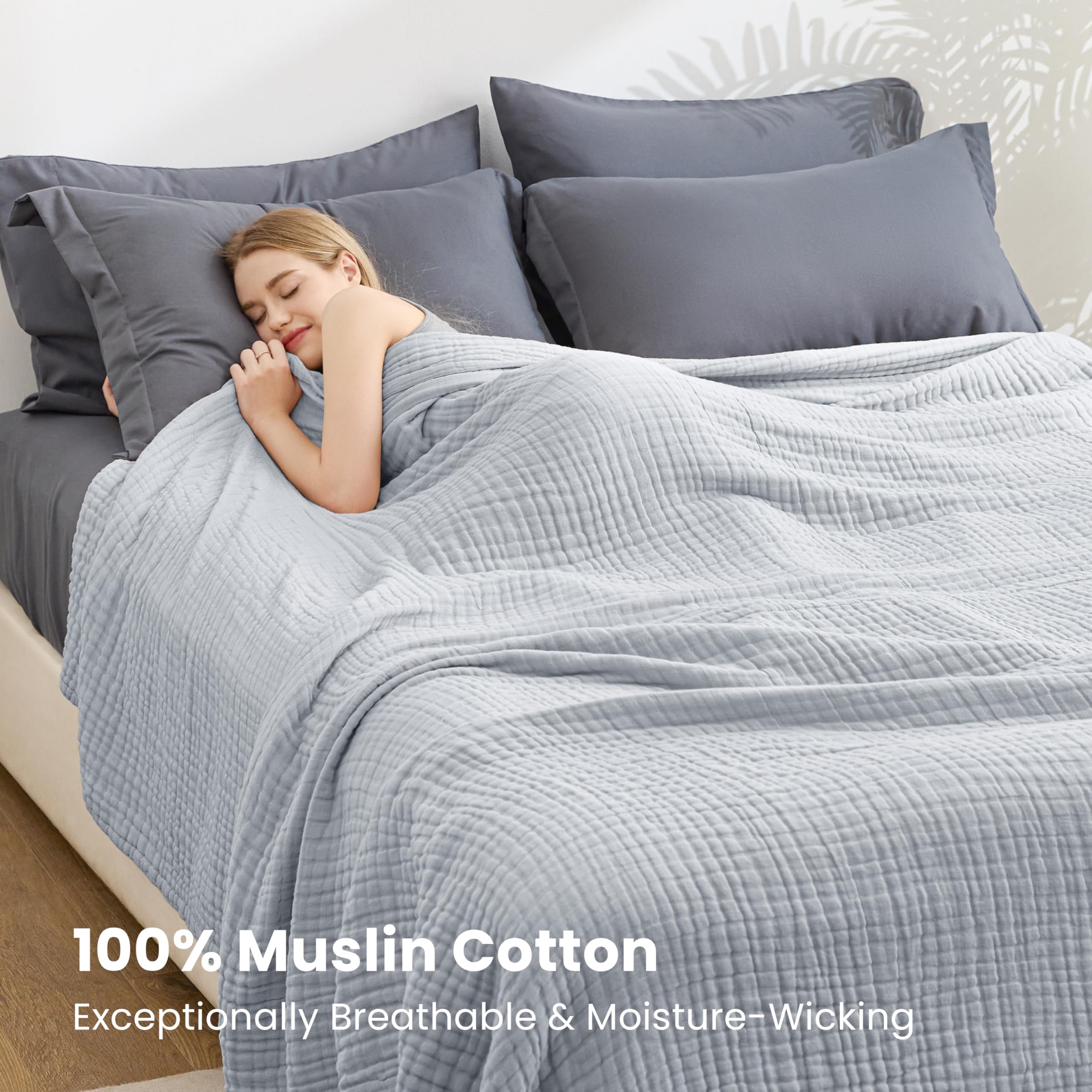Ideal travel companion, Love's cabin muslin blanket stays light and soft.