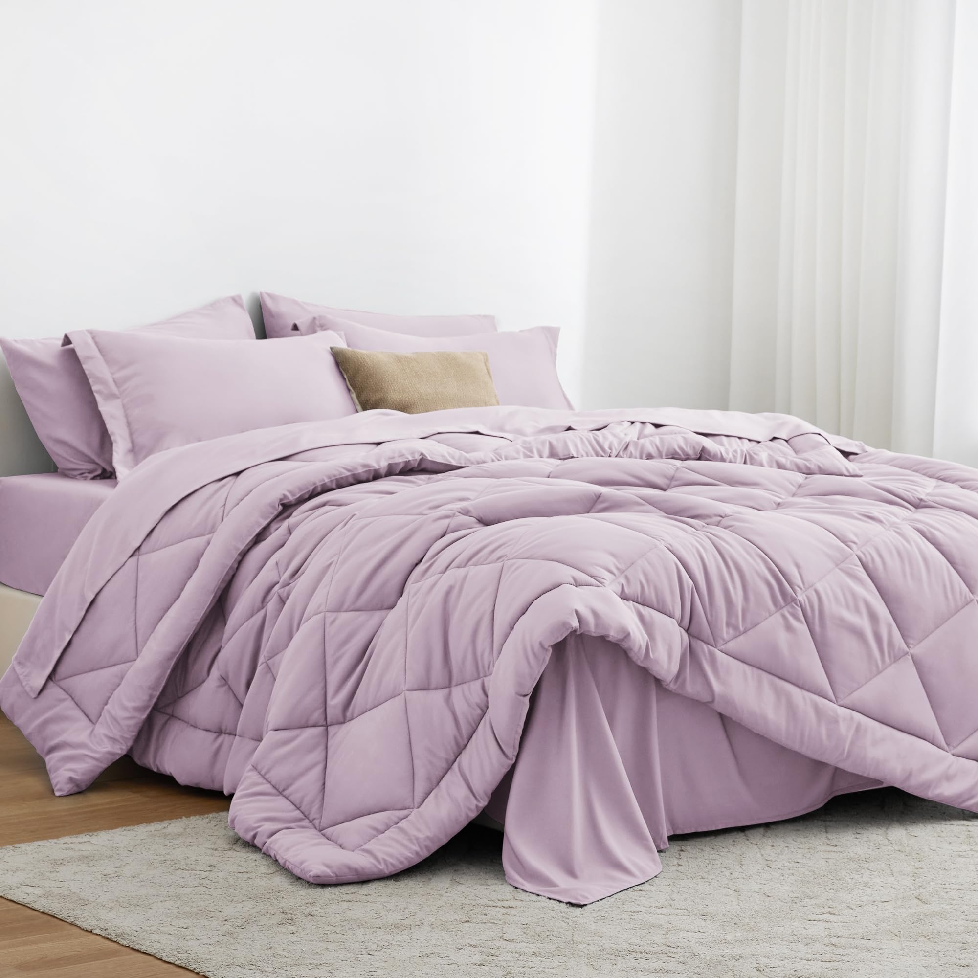 Love's cabin twin comforter set light purple closeup shows soft fabric and breathable warmth