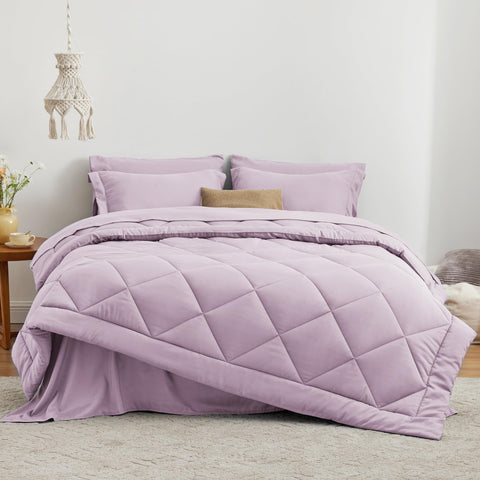 Love's cabin twin comforter set light purple flat sheet demonstrates smooth, allergen-friendly feel