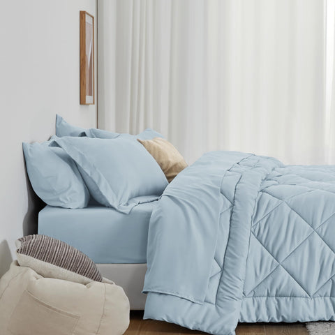 Love's cabin twin fitted sheet light blue with deep pockets for secure fit