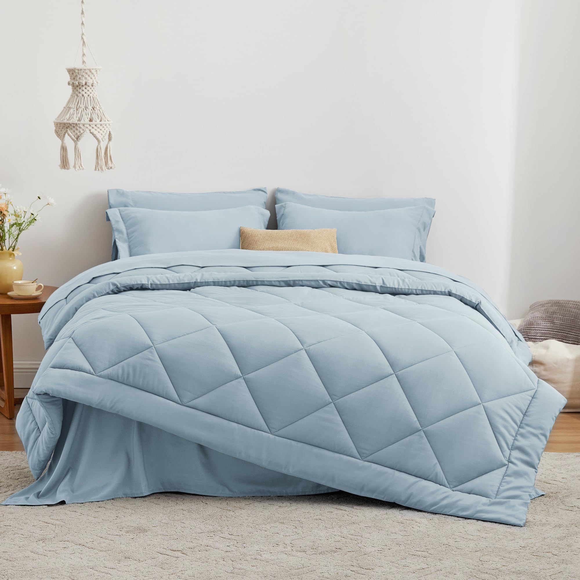 Love's cabin twin flat sheet light blue for a smooth sleep surface