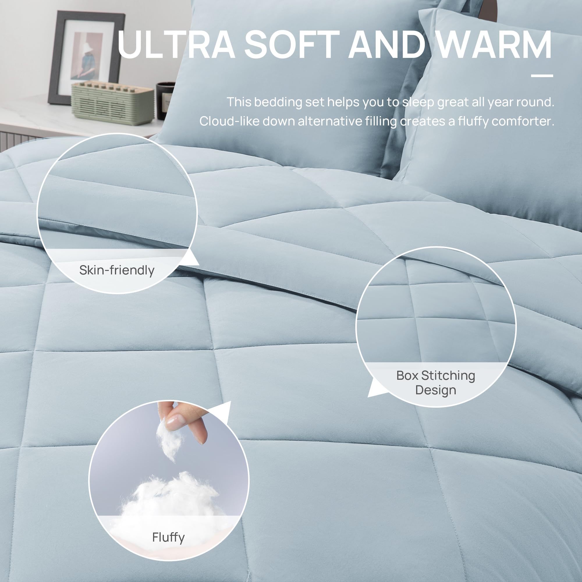 Love's cabin twin pillowcase light blue for breathable night comfort