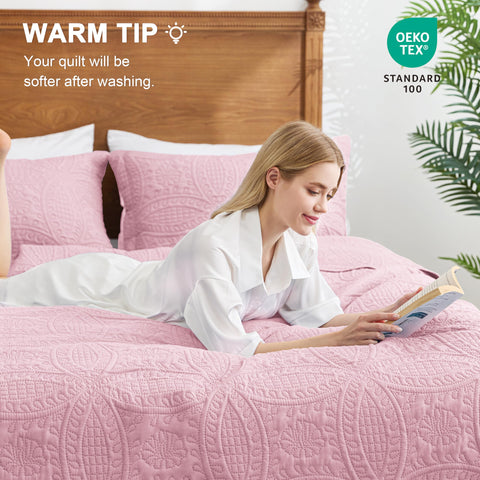 Love's cabin two pink pillow shams completing the look