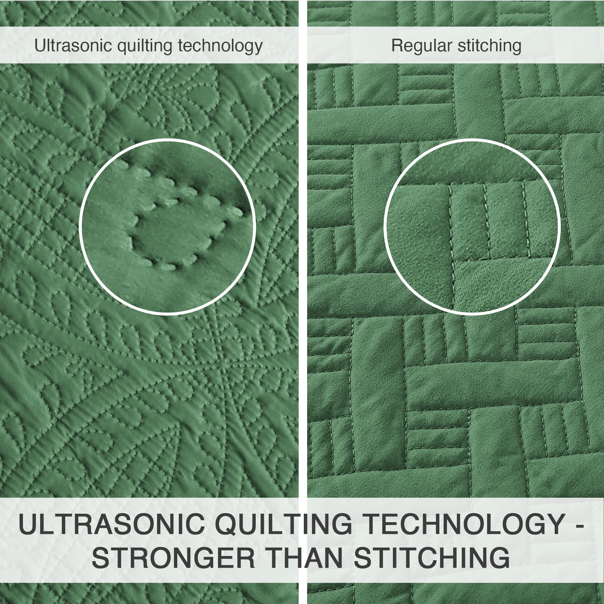 Love's cabin ultrasonic pressing technology coverlet maintains its shape after washing.
