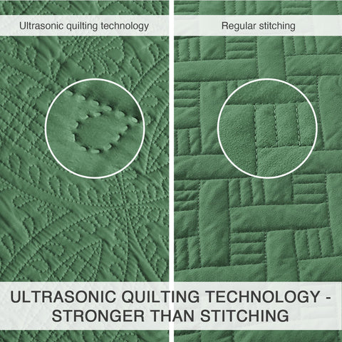 Love's cabin ultrasonic pressing technology coverlet maintains its shape after washing.