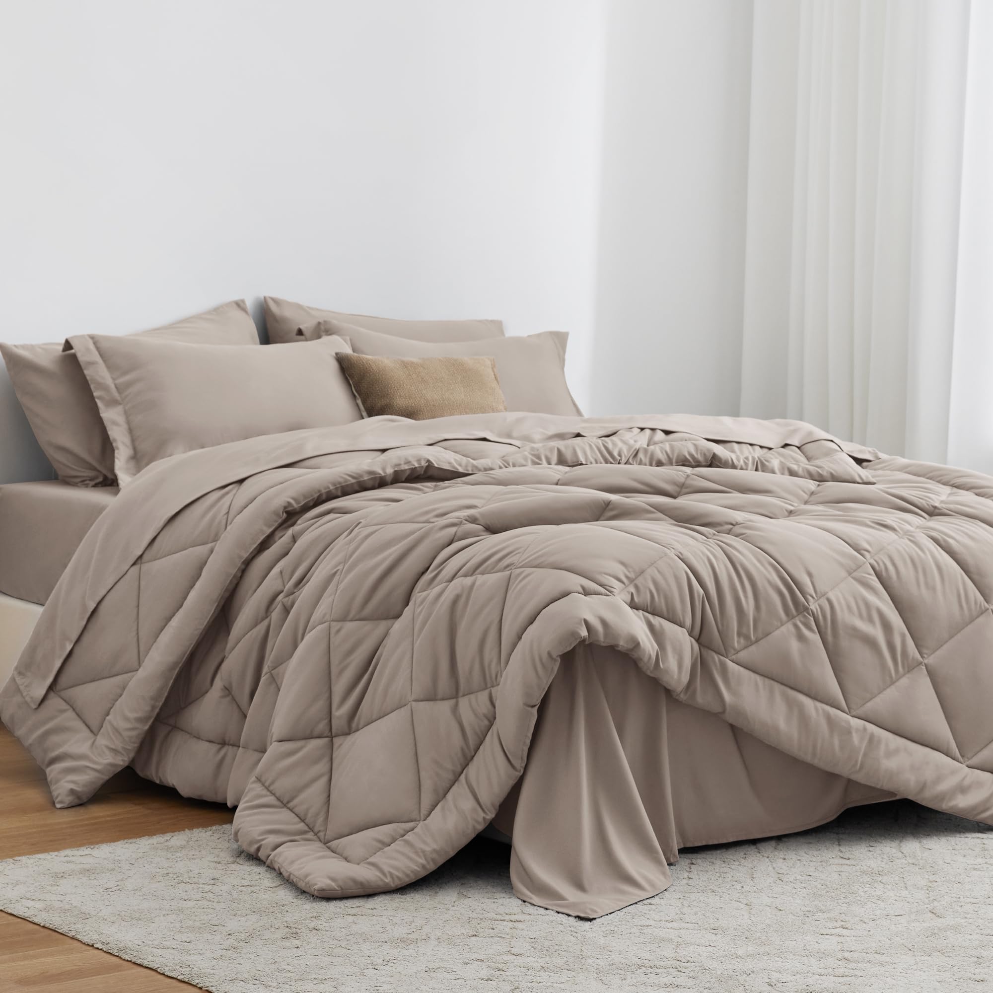Love's cabin Burlwood 7-piece comforter set on display, soft and inviting.