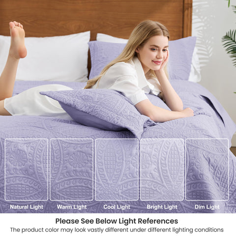 Love's cabin lightweight quilt designed for easy care and year-round use.