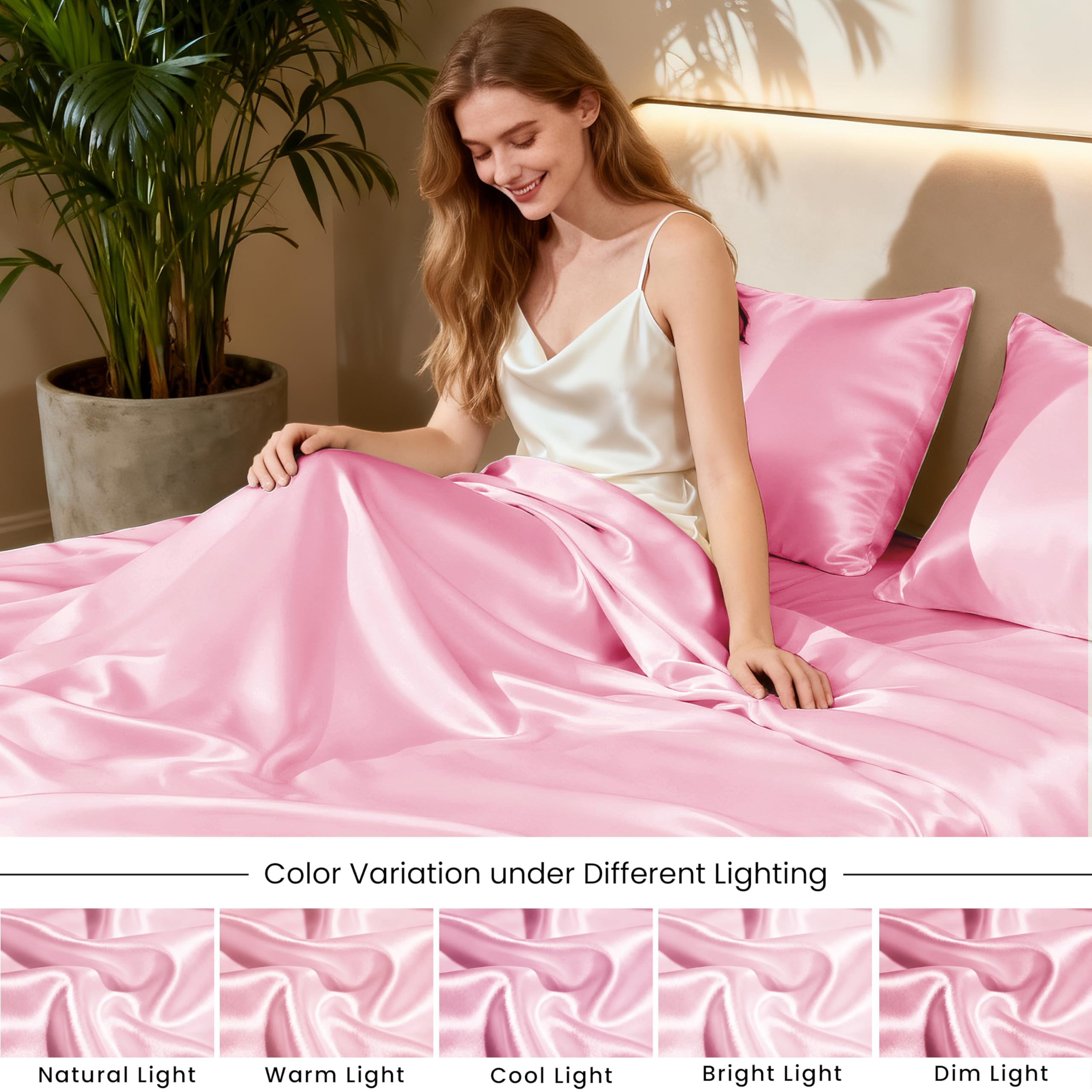 Love's cabin satin king deep-pocket design ensures secure mattress anchoring.