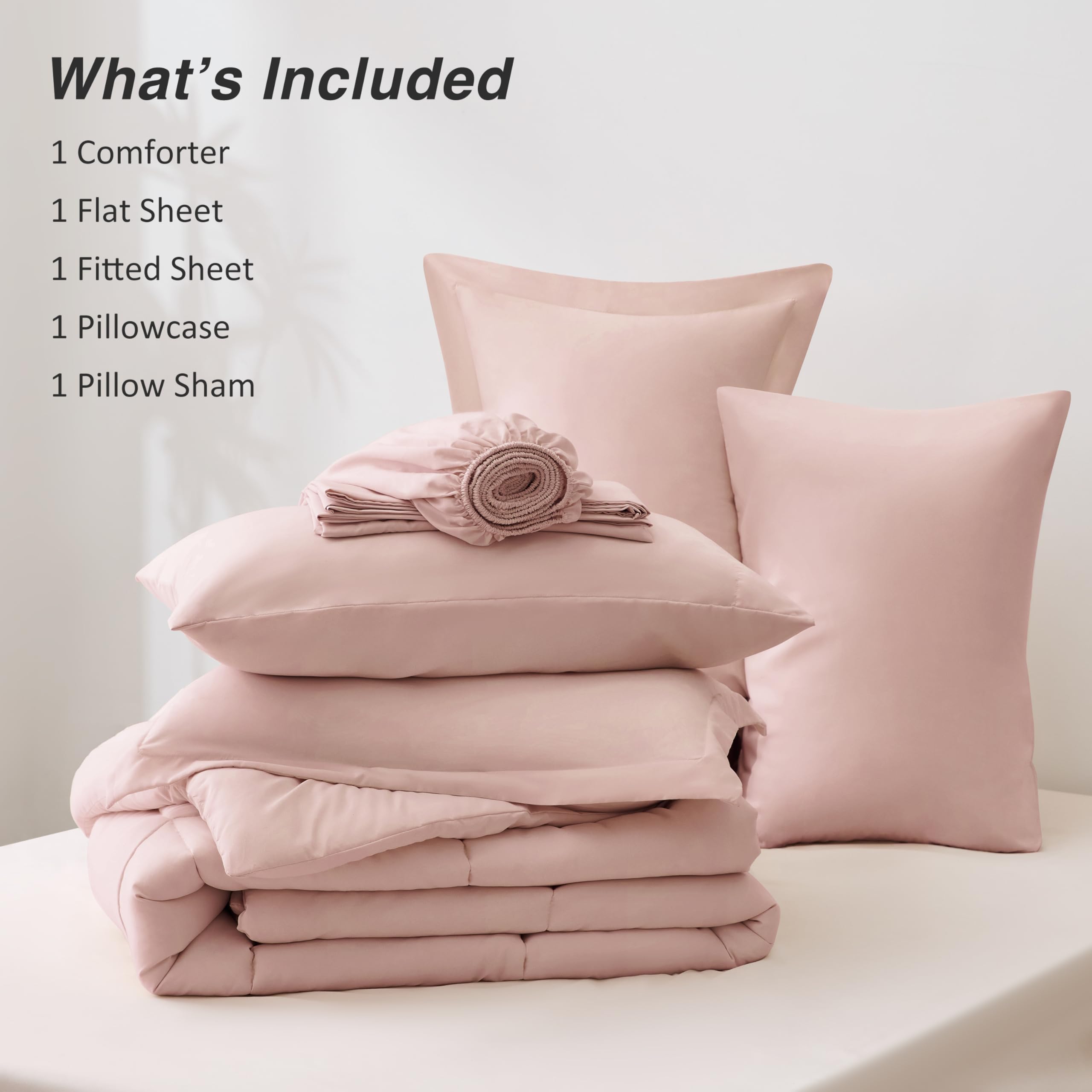 Love's Cabin blush pink twin set is easy to care for in cold-water washing.