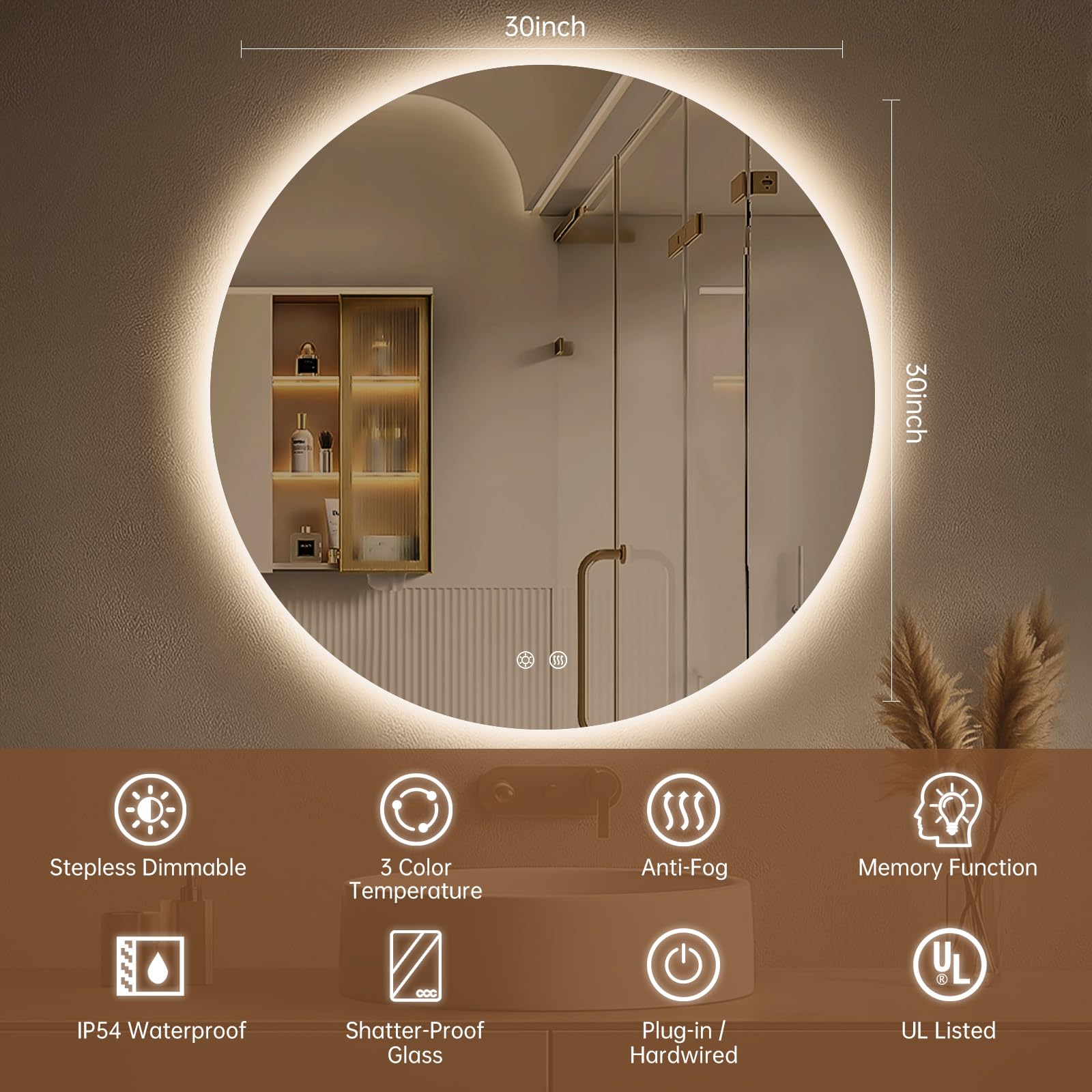 Lovespejo Plug-in or Hardwired Mirror offers installation flexibility