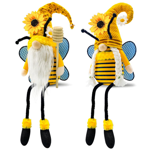 Lovinland bee sunflower plush gnomes on shelf brighten spring spaces