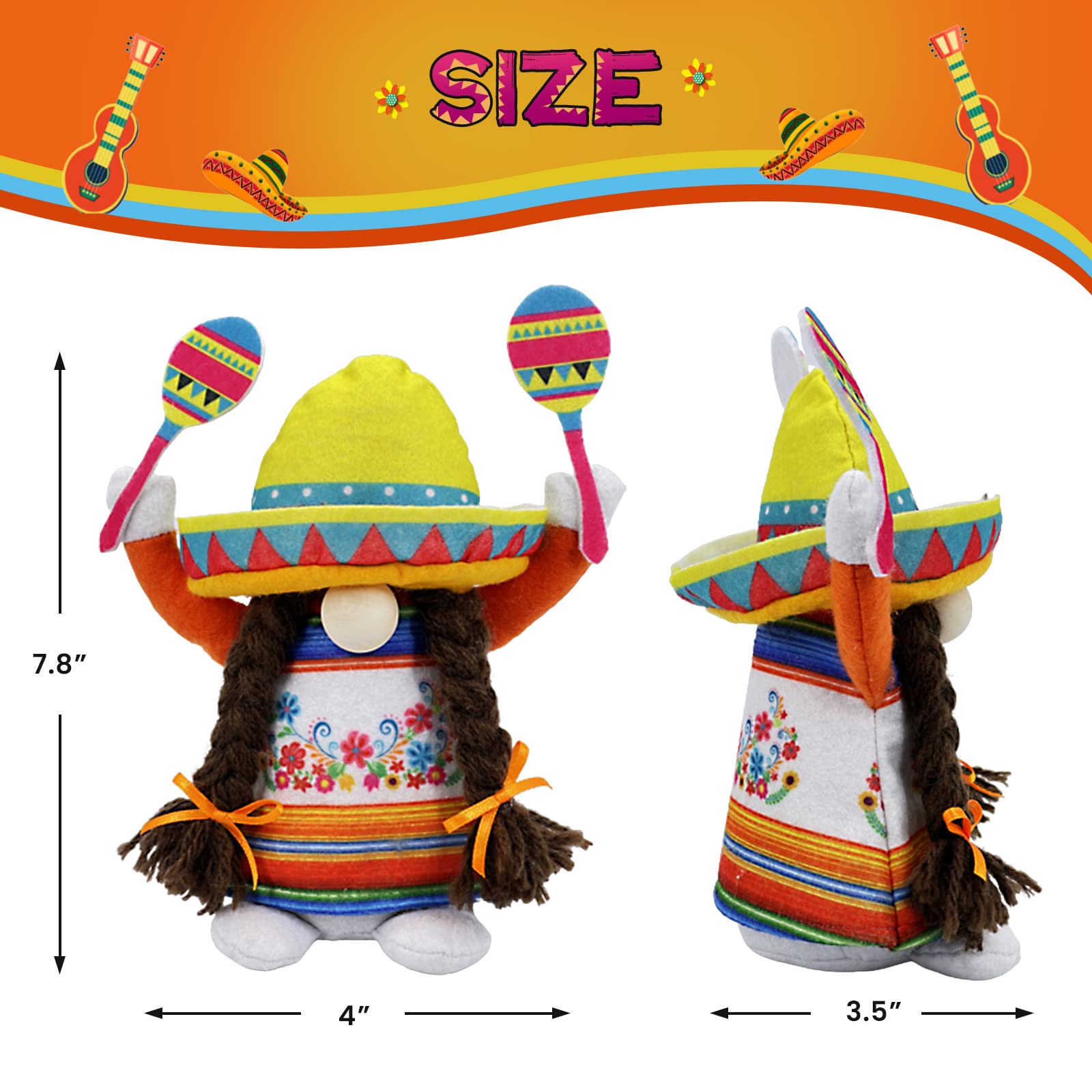 Lovinland Cinco de Mayo gnome girl with maracas livens tabletops.