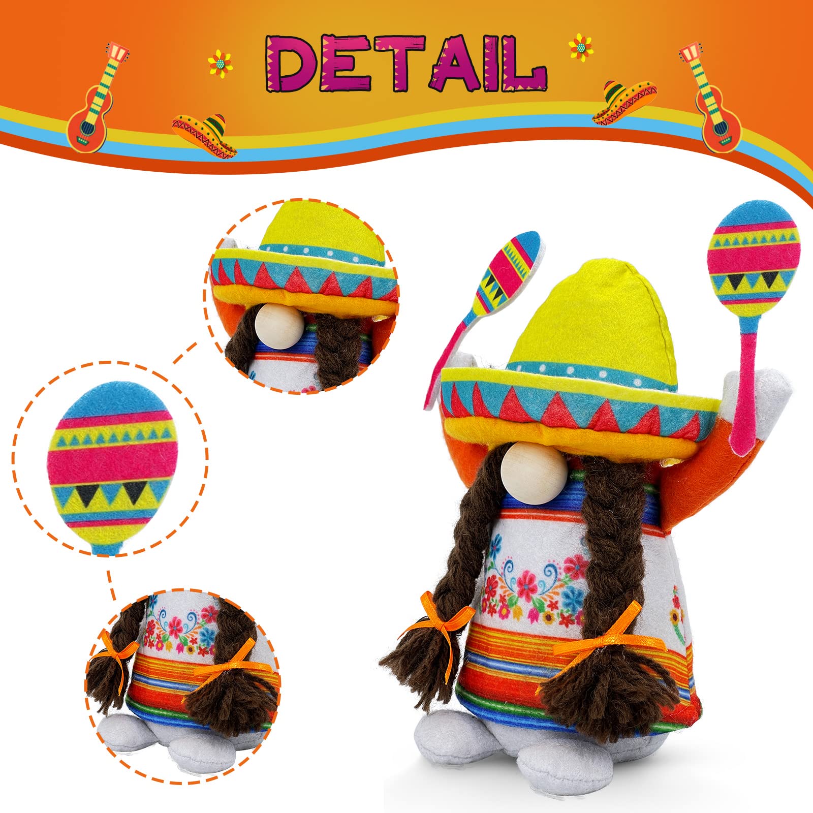 Lovinland Cinco de Mayo gnome with sombrero detail enhances centerpieces.