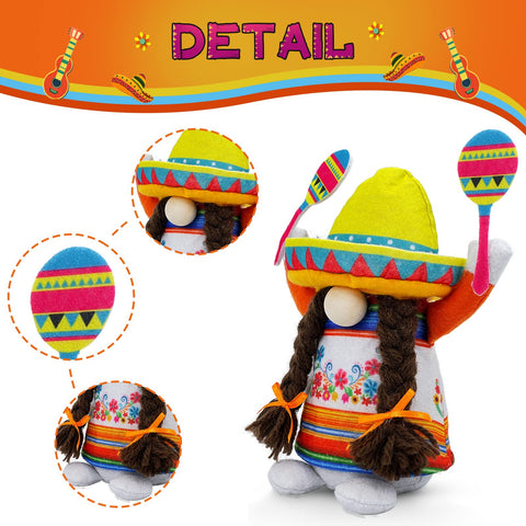 Lovinland Cinco de Mayo gnome with sombrero detail enhances centerpieces.