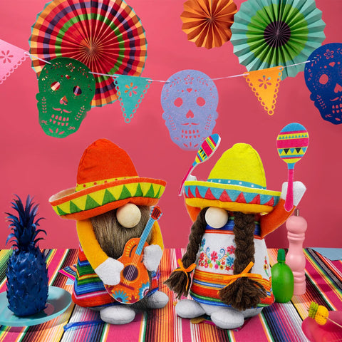 Lovinland Cinco de Mayo gnomes as table centerpieces create fiesta mood.