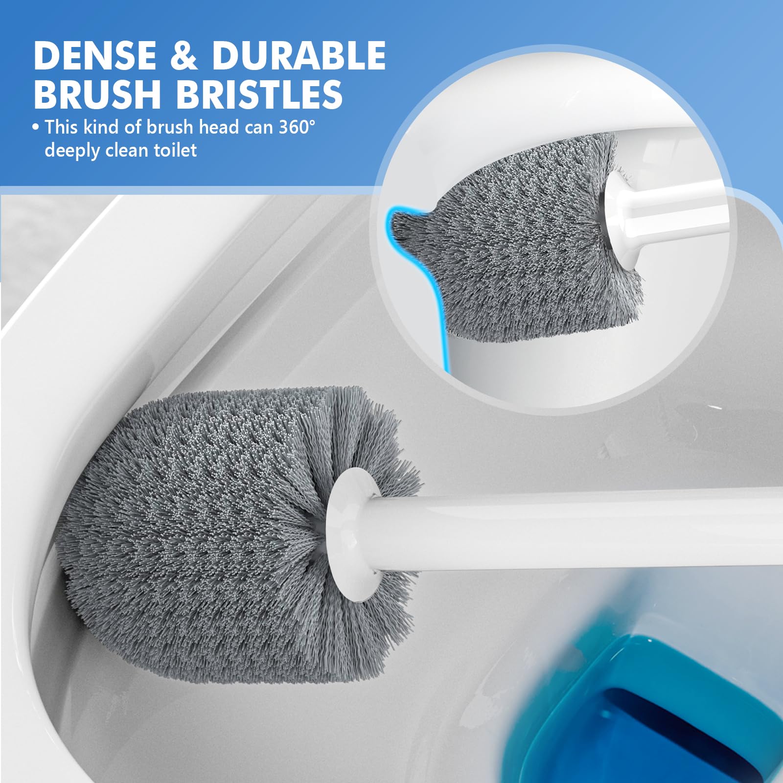 LOVLOY dense bristles clean under the rim and hard-to-reach corners