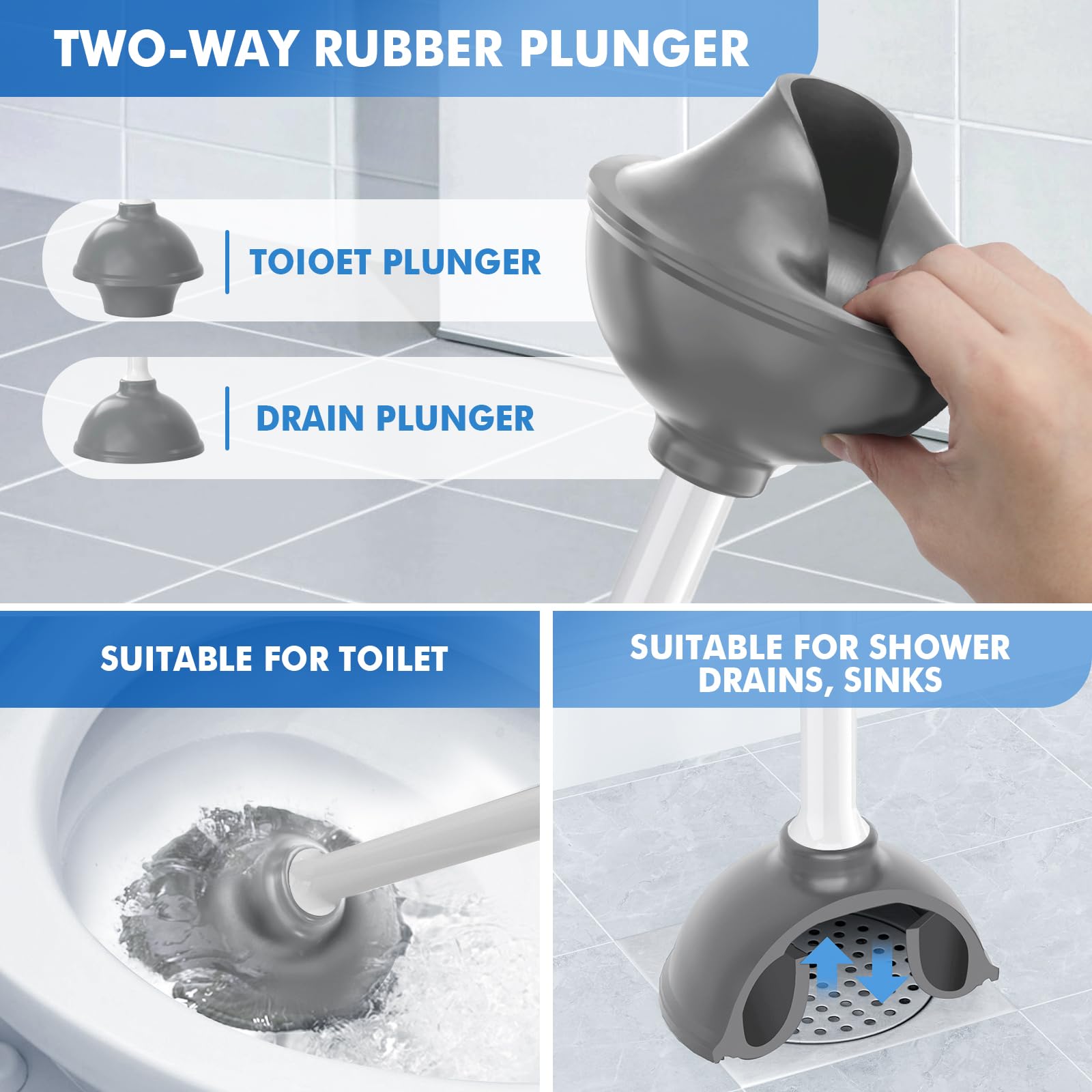 LOVLOY durable rubber plunger forms a tight drain seal