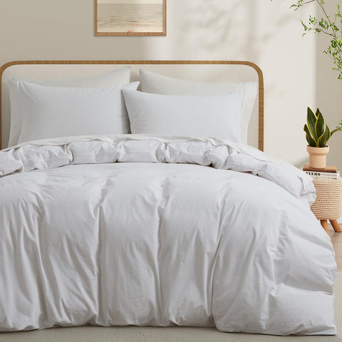 LOVQUE white duvet cover full size 80x90 front view, prewashed for cozy nights.
