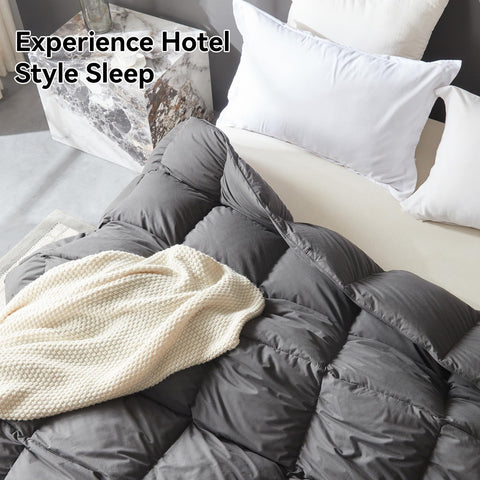 Lovsoul grey bedding shown in a cozy bedroom setup for restful sleep.