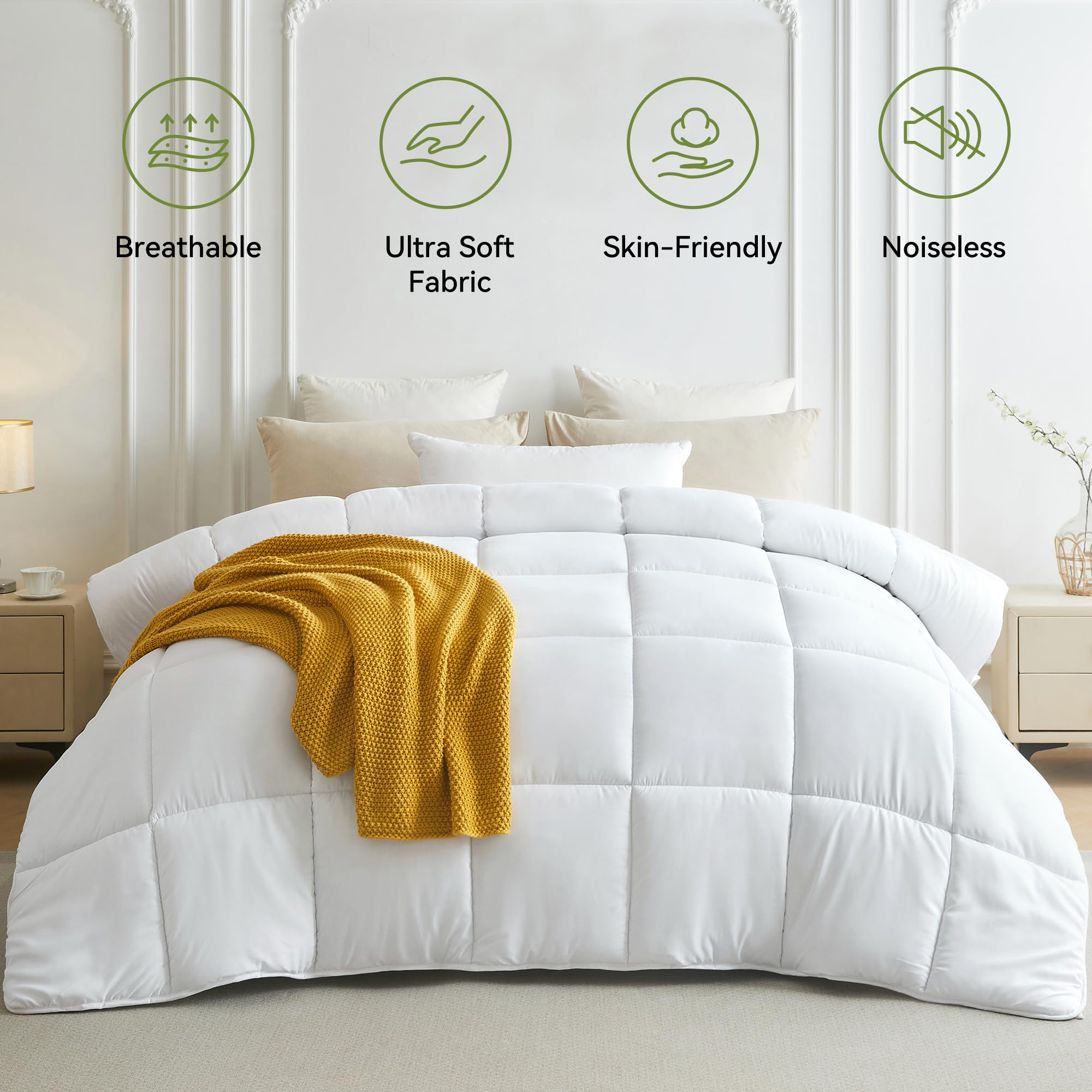 L LOVSOUL king-size brushed cover delivers soft, breathable comfort.