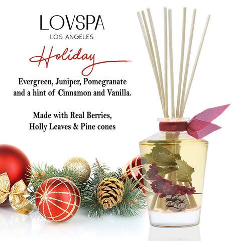LOVSPA cedar and dried berries decor showcases natural botanicals enhancing seasonal shelf styling.