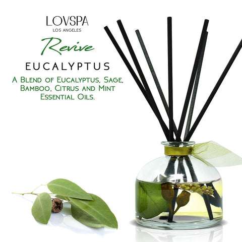 LOVSPA diffuser top view with sage-green ribbon accent