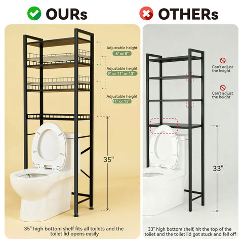 Lovswan adjustable shelf and basket maximizing versatile storage for towels and toiletries