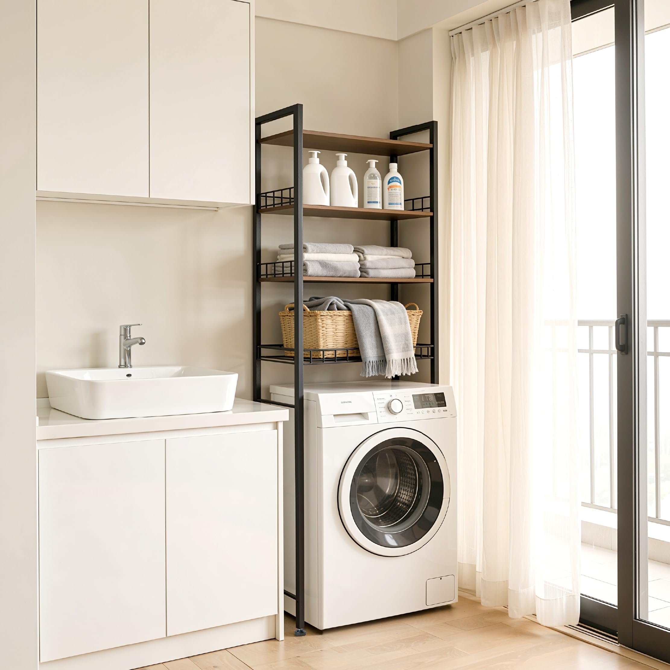 Lovswan storage organizer holding towels and toiletries with stable design