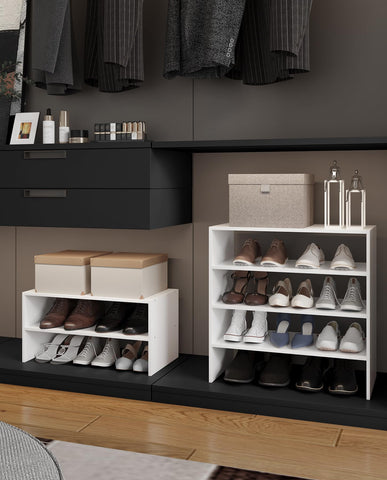 LOWOSA pack of 2 racks doubles storage capacity in a busy hallway.