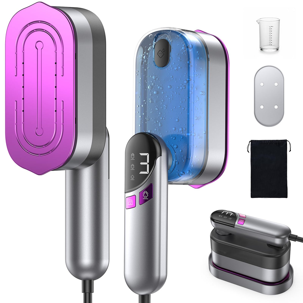 LOXP 2-in-1 steamer with ceramic soleplate for smooth wrinkles removal