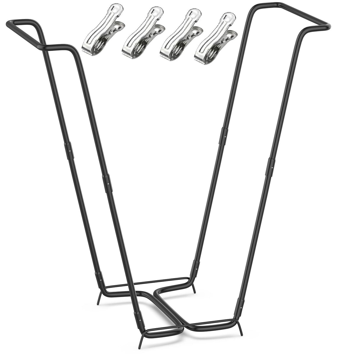 Loyala outdoor trash bag holder stand stabilizes yard cleanup tasks.