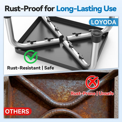 Loyoda Medical Step Stool with non-slip feet improves stability on slick floors.
