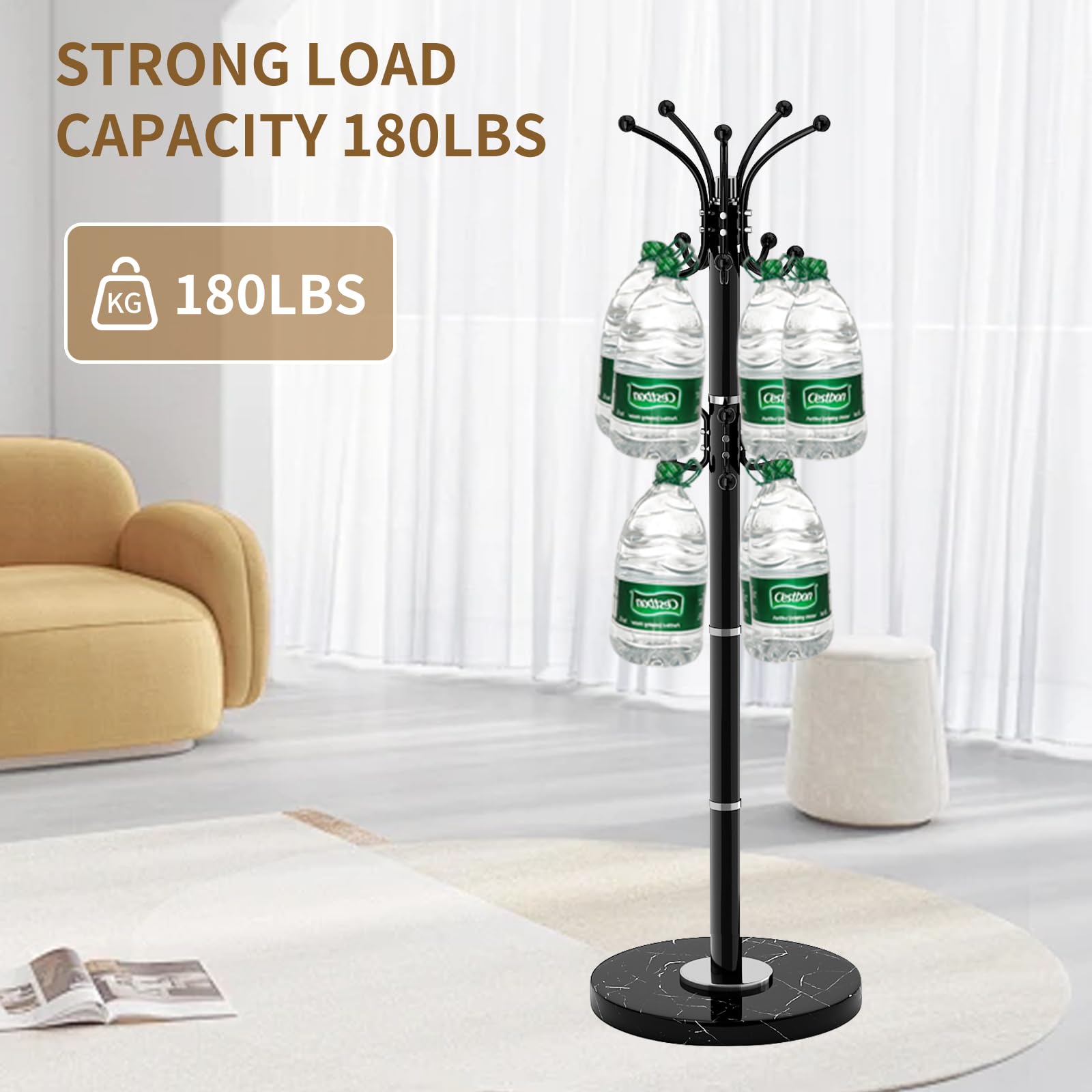 LOZABEE coat rack shown during quick assembly with included tools.
