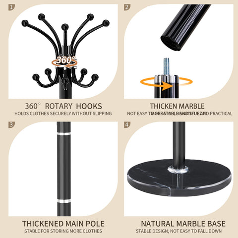 LOZABEE coat rack features a sturdy steel frame for a steady stand.