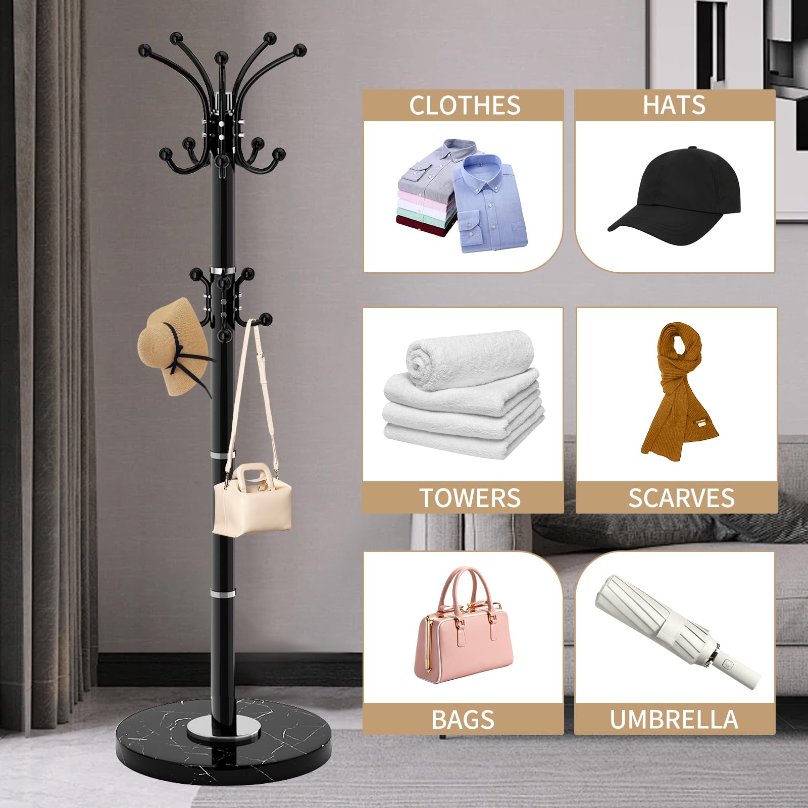 LOZABEE entryway coat rack blends into hallways with elegance.